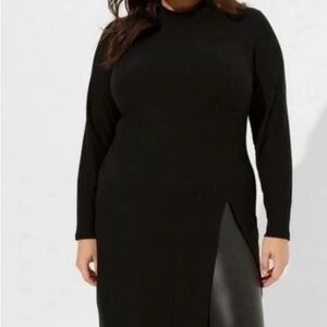 Black Long Sleeve Dress with Slit
